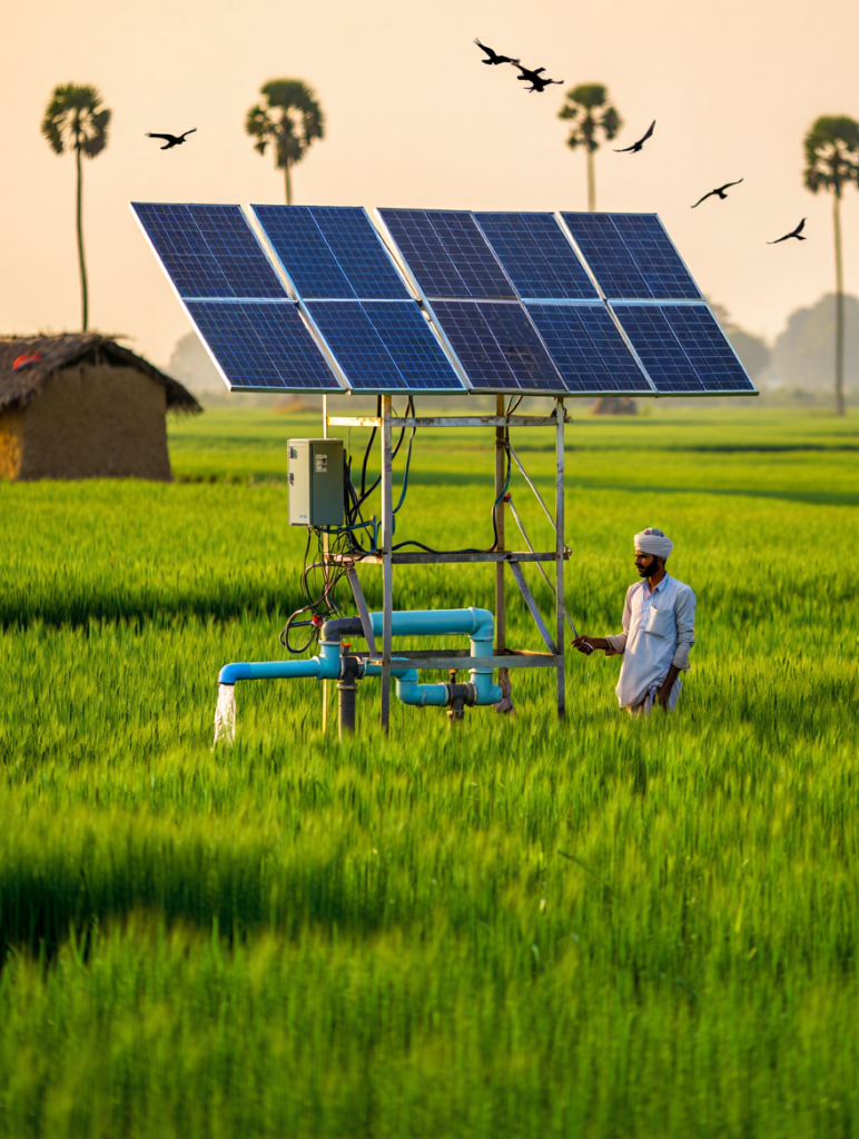 Farmer in Harda using solar pump